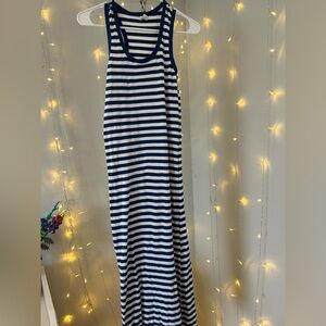 Navy and White Striped Maxi Dress
